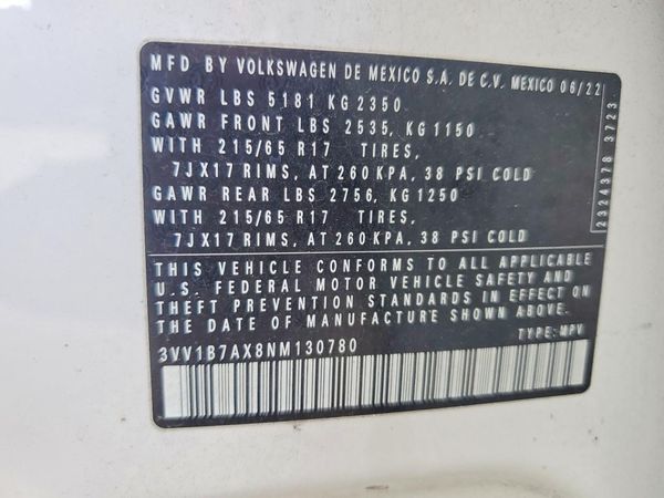 2022 VOLKSWAGEN TIGUAN S