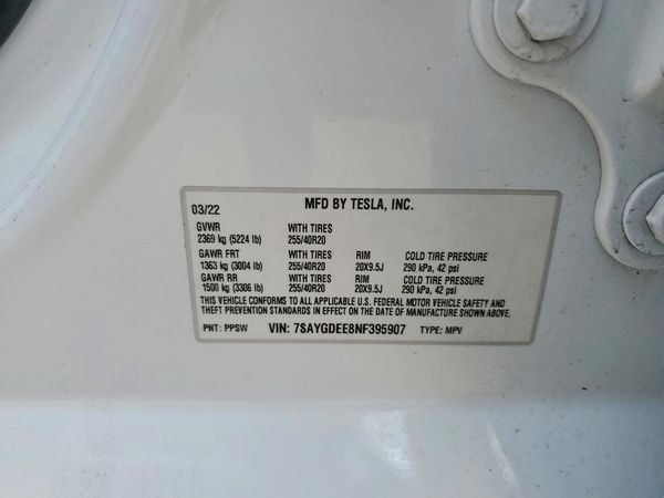 2022 TESLA MODEL Y