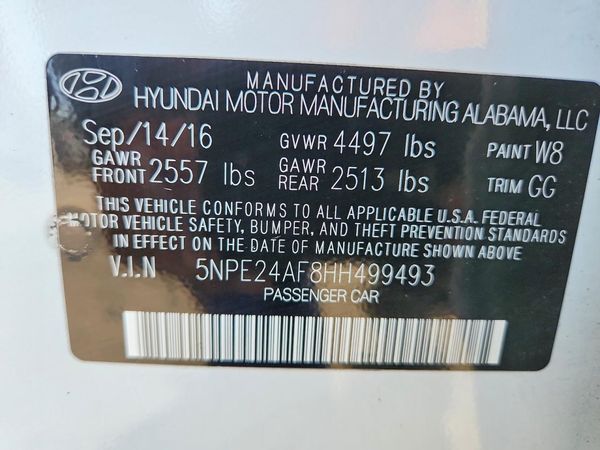 2017 HYUNDAI SONATA