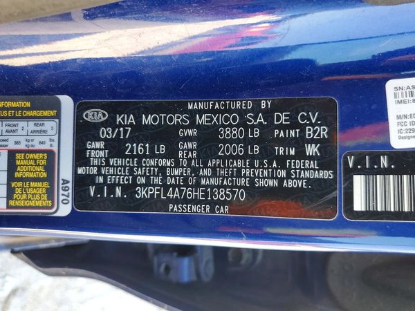 2017 KIA FORTE LX Popular, S