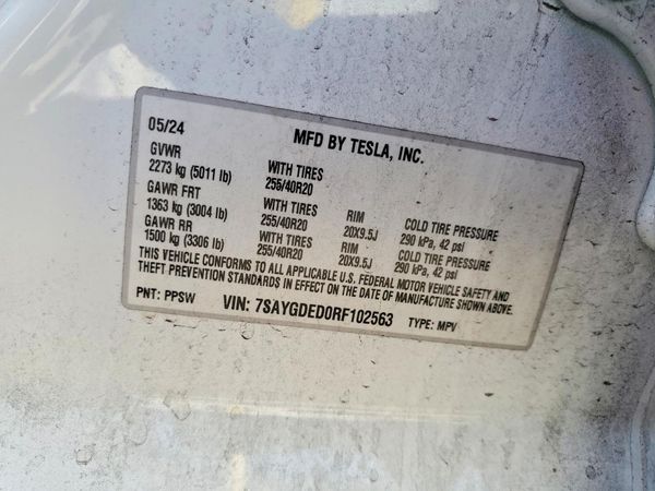 2024 TESLA MODEL Y — VINS