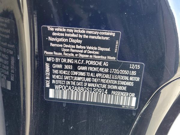 2016 PORSCHE BOXSTER