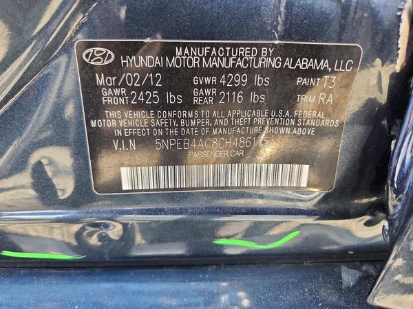 2012 HYUNDAI SONATA Middle-low level