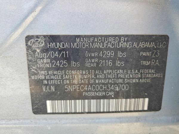 2012 HYUNDAI SONATA