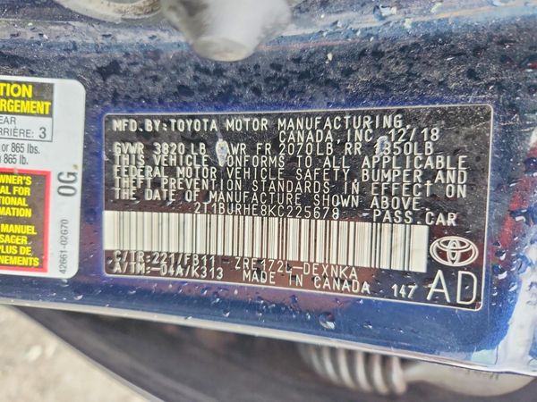2019 TOYOTA COROLLA L/LE/SE/XLE/XSE
