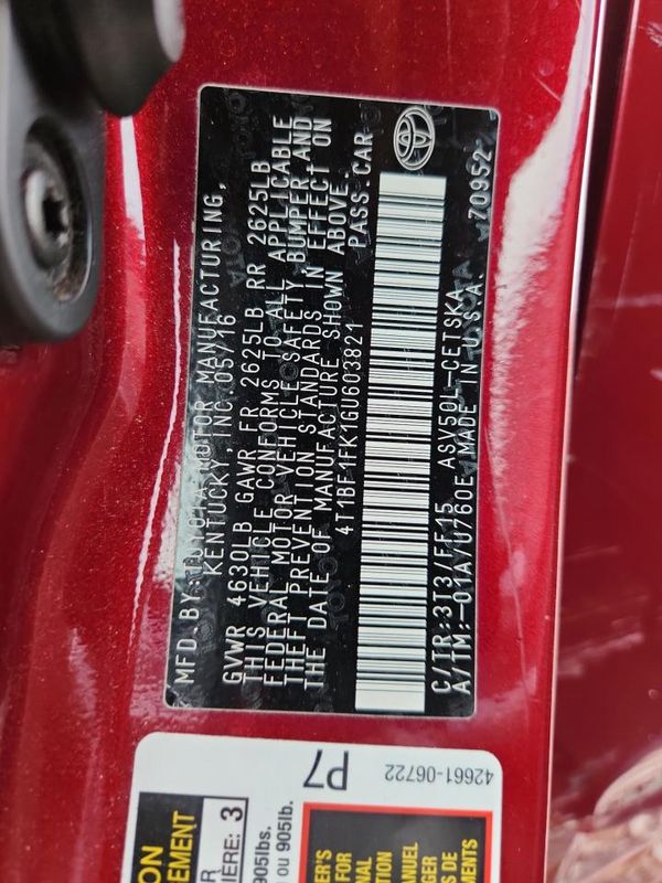 2016 TOYOTA CAMRY