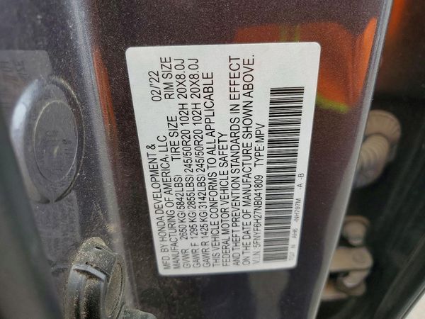 2022 HONDA PILOT SE