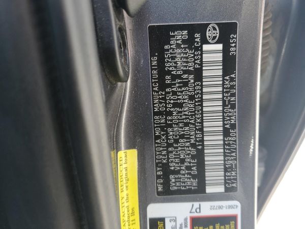 2012 TOYOTA CAMRY