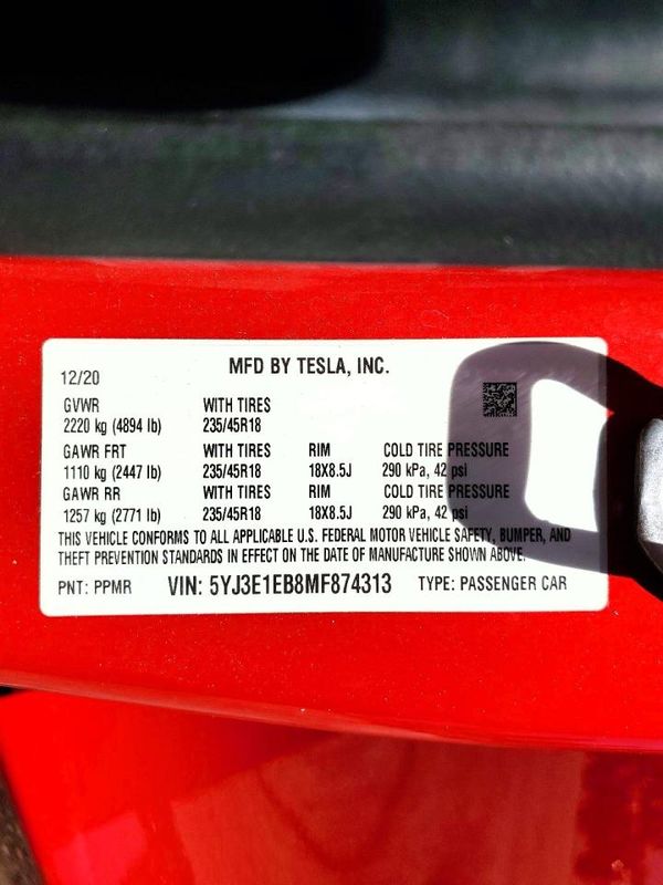 2021 TESLA MODEL 3