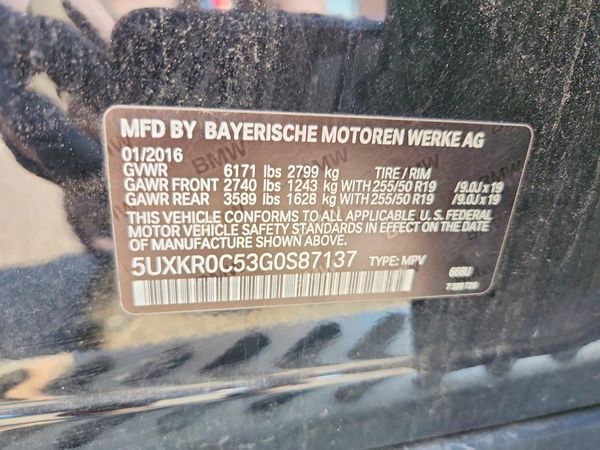 2016 BMW X5 xDrive35i — VINS
