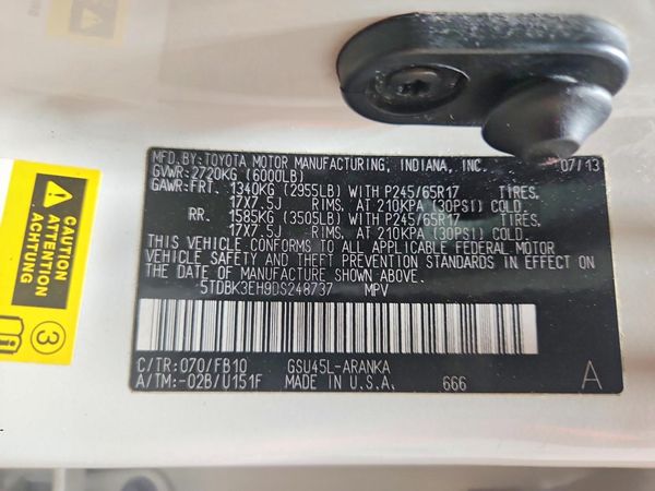2013 TOYOTA HIGHLANDER Base/Hybrid — VINS