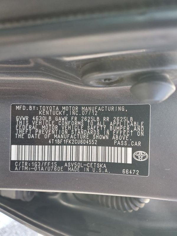 2012 TOYOTA CAMRY