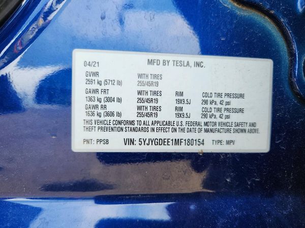 2021 TESLA MODEL Y