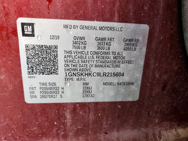 2020 CHEVROLET SUBURBAN LT — VINS