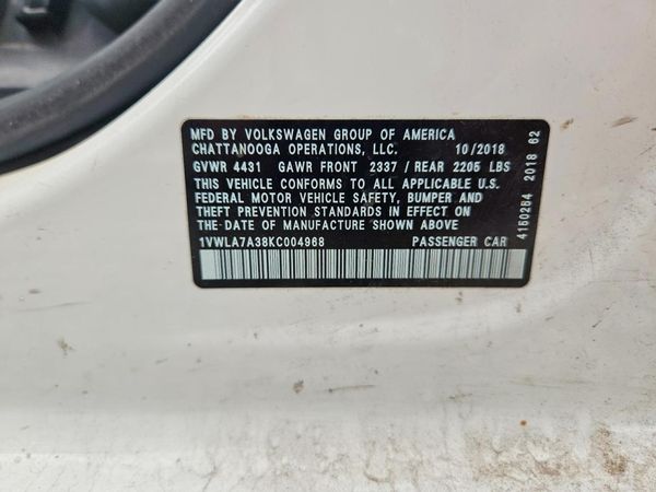 2019 VOLKSWAGEN PASSAT Wolfsburg — VINS