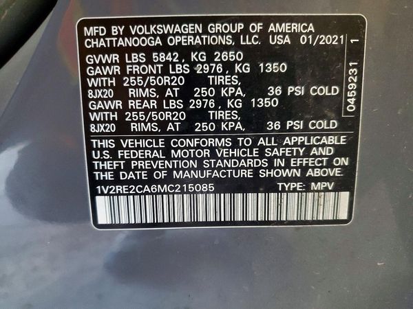 2021 VOLKSWAGEN ATLAS CROSS SPORT 4Motion SE