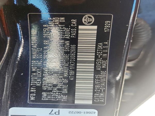 2012 TOYOTA CAMRY