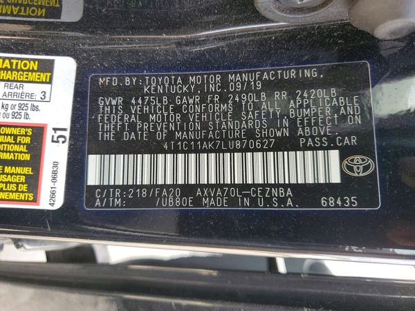 2020 TOYOTA CAMRY