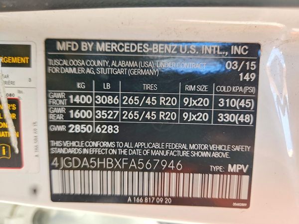 2015 MERCEDES-BENZ ML ML350