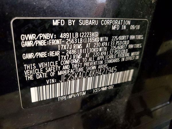 2019 SUBARU FORESTER Base P+ES