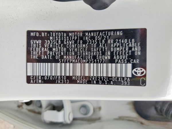 2021 TOYOTA COROLLA LE