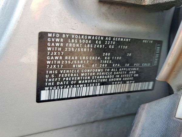 2017 VOLKSWAGEN TIGUAN Wolfsburg 4Motion — VINS