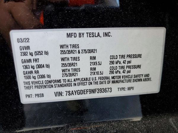 2022 TESLA MODEL Y