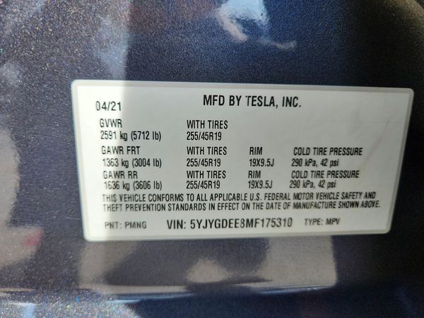 2021 TESLA MODEL Y