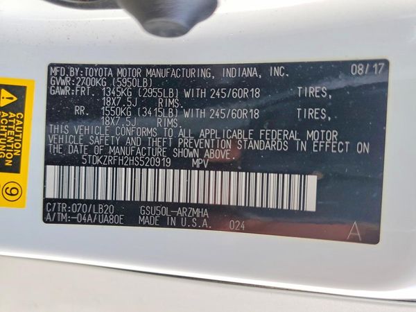 2017 TOYOTA HIGHLANDER SE/XLE