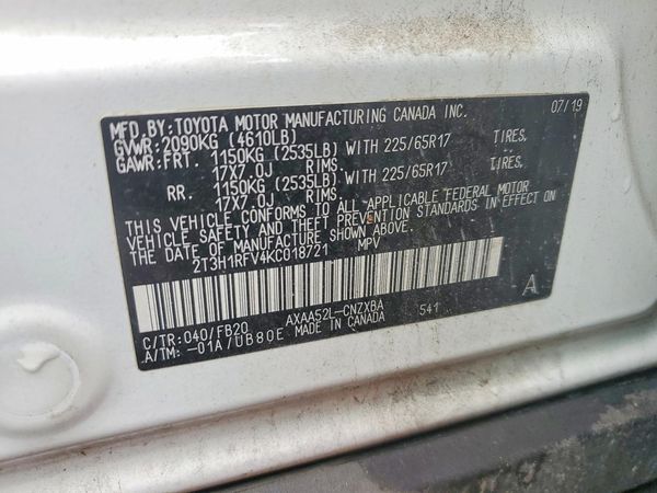 2019 TOYOTA RAV4 LE