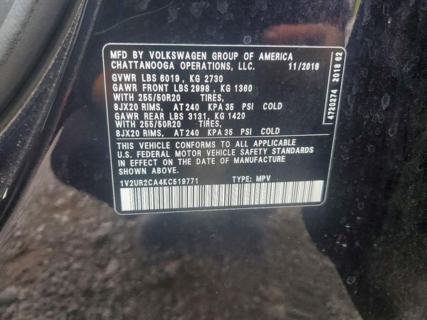2019 VOLKSWAGEN ATLAS 4Motion SE