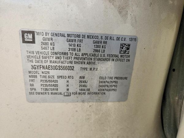 2016 CADILLAC SRX Standard — VINS