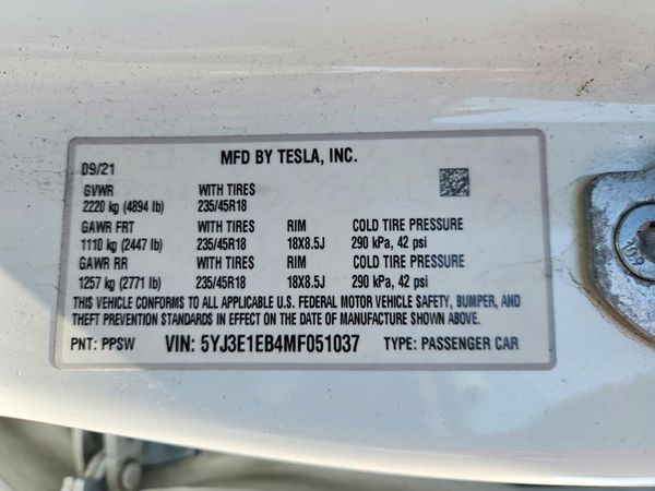 2021 TESLA MODEL 3