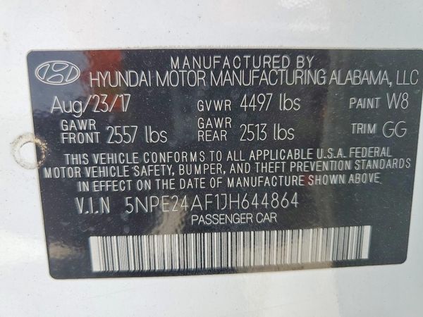 2018 HYUNDAI SONATA SE, Eco