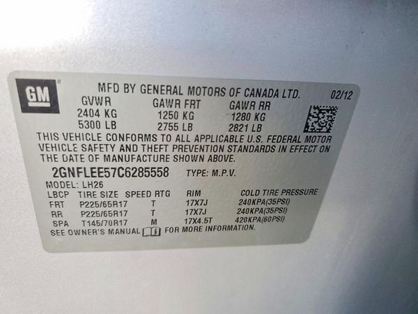 2012 CHEVROLET EQUINOX 1LT