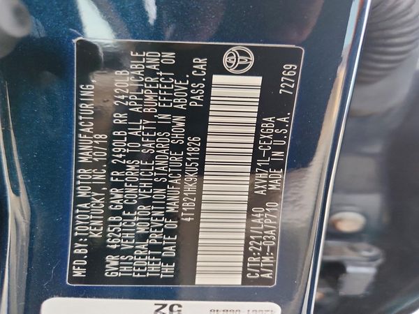2019 TOYOTA CAMRY SOLA SE/XLE Hybrid