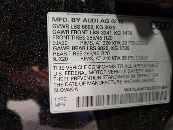 2018 AUDI Q7 quattro Premium Plus