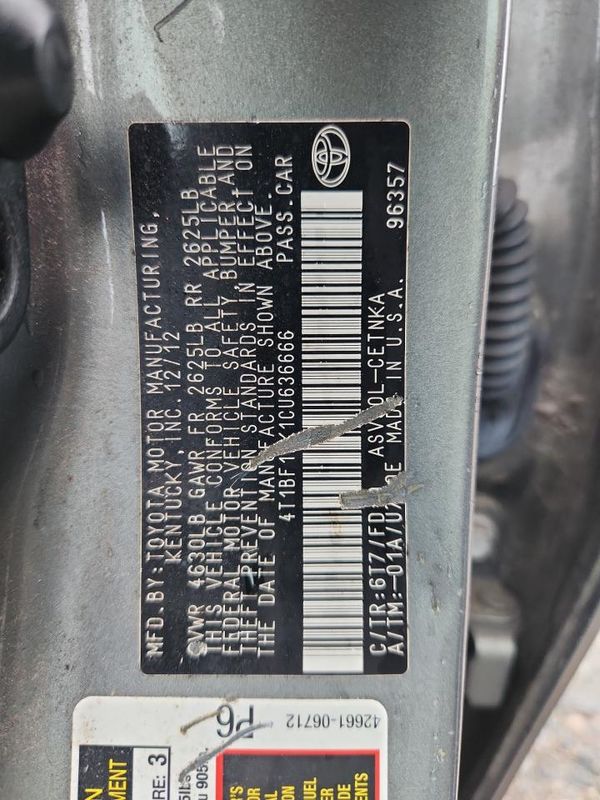2012 TOYOTA CAMRY
