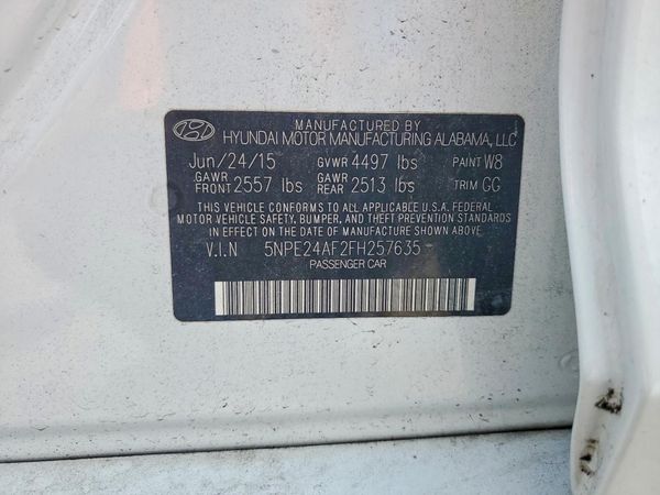2015 HYUNDAI SONATA SE, ECO