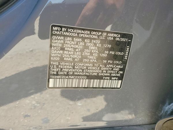 2021 VOLKSWAGEN ATLAS CROSS SPORT SE