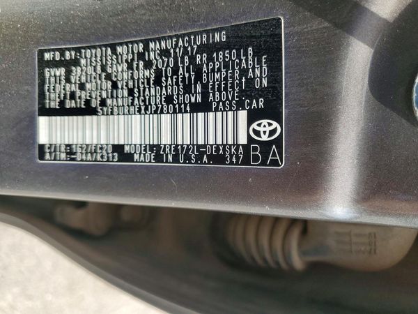 2018 TOYOTA COROLLA L/LE/SE/XLE/XSE