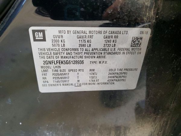 2016 CHEVROLET EQUINOX LT — VINS