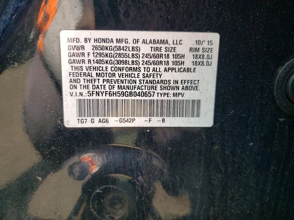 2016 HONDA PILOT EXL