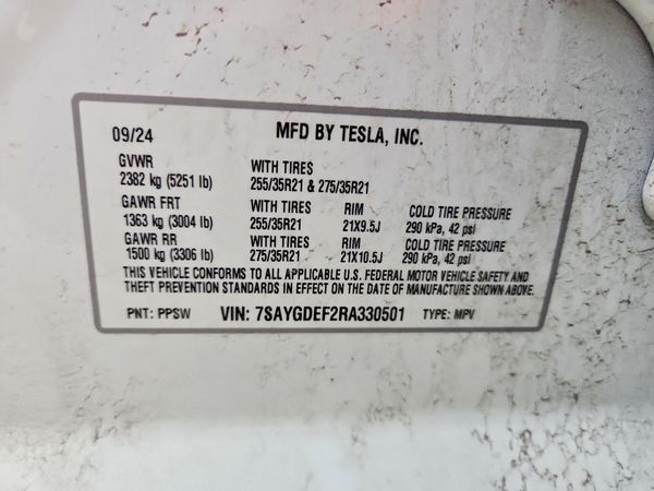 2024 TESLA MODEL Y — VINS