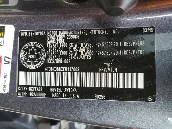 2015 TOYOTA VENZA