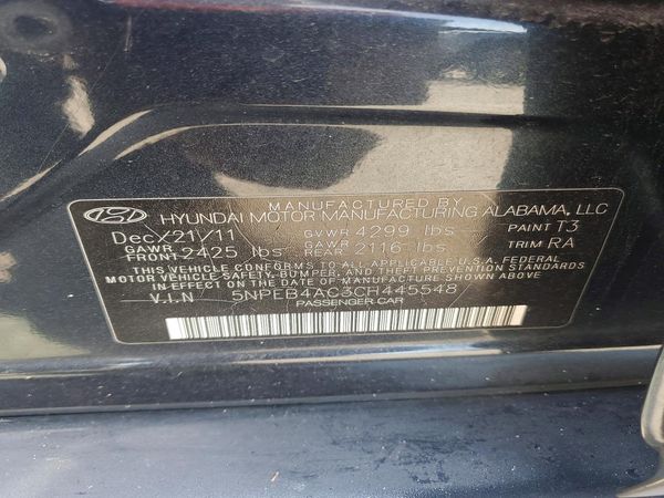 2012 HYUNDAI SONATA