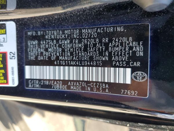 2020 TOYOTA CAMRY