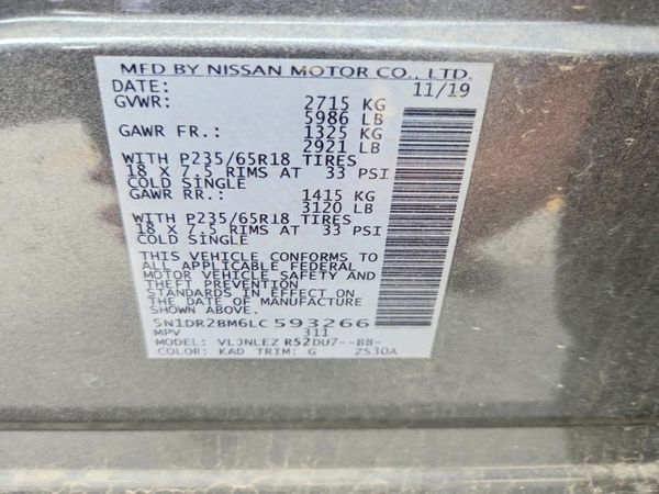 2020 NISSAN PATHFINDER SV
