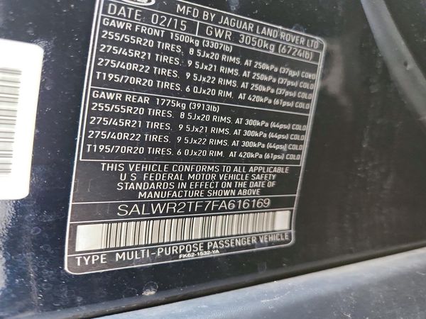 2015 LAND ROVER RANGEROVER — VINS