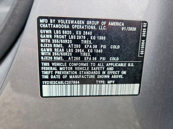 2020 VOLKSWAGEN ATLAS CROSS SPORT